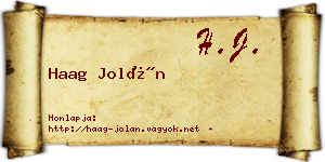 Haag Jolán névjegykártya