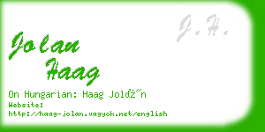 jolan haag business card